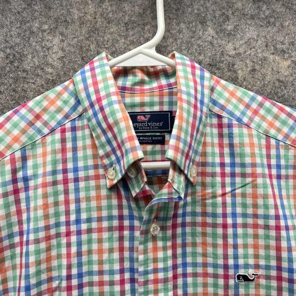 Vineyard Vines Shirt Men XS Slim Fit Whale White Casual Button Down Dress Check - Picture 2 of 15